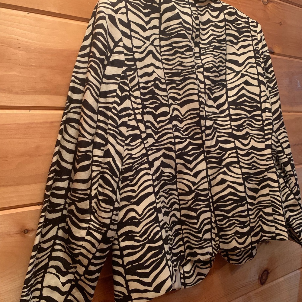 Calvin Klein Linen Black Cream Zebra Animal Print Lined Jacket NWOT Size 16W - Picture 8 of 10